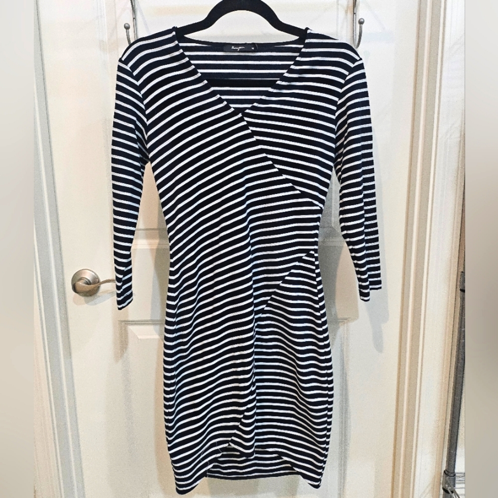 Black and white body con medium dress